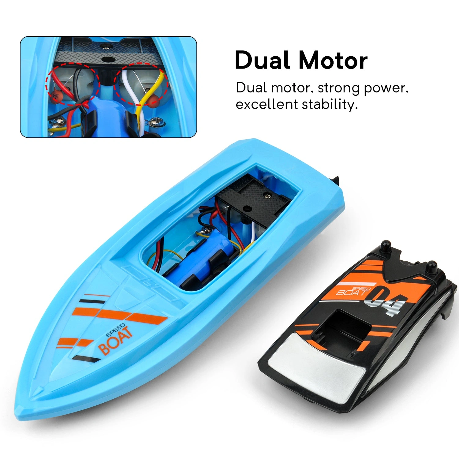 GizmoVine RC Boat: Blast Through Water! High-Speed Fun for Kids & Boys. Pool & Lake Ready!